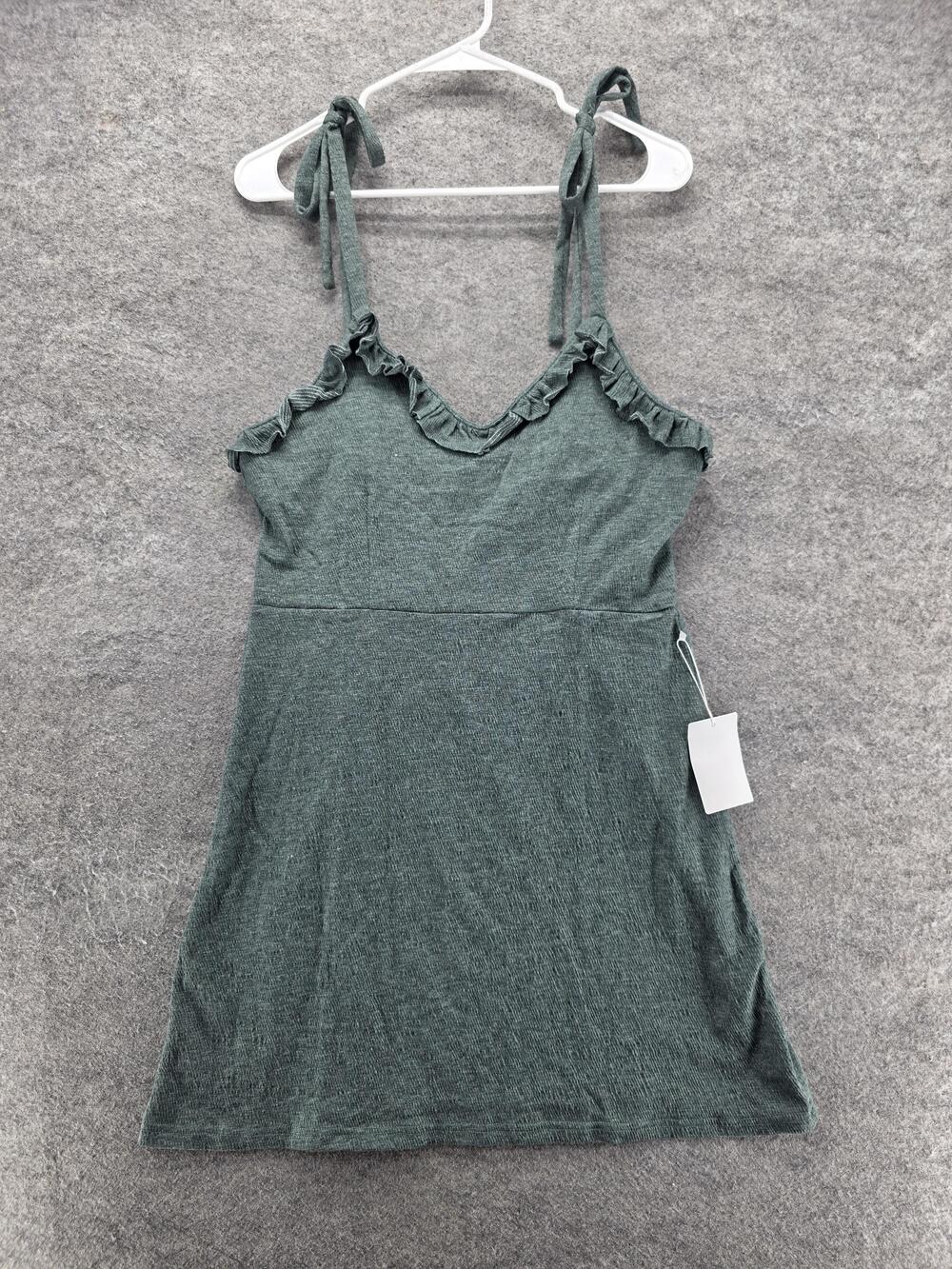 Mia Joy Dress Girls M Green Knit Ruffle V Neck Tie Strap Casual Sundress Summer